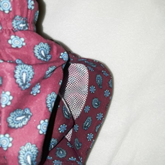 Men's Burgundy Red Blue Paisley Swim Trunks Shorts - Picture 5 of 7